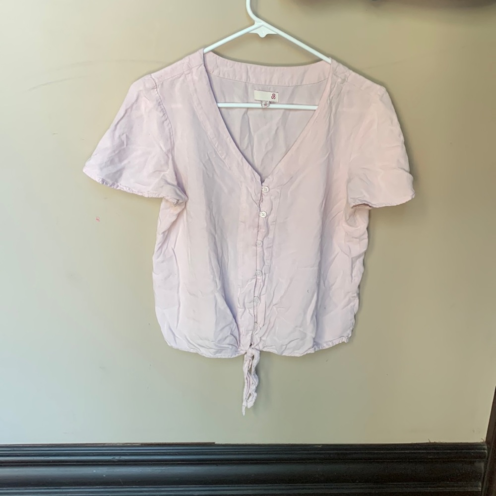 Pink button-down crop top women’s small